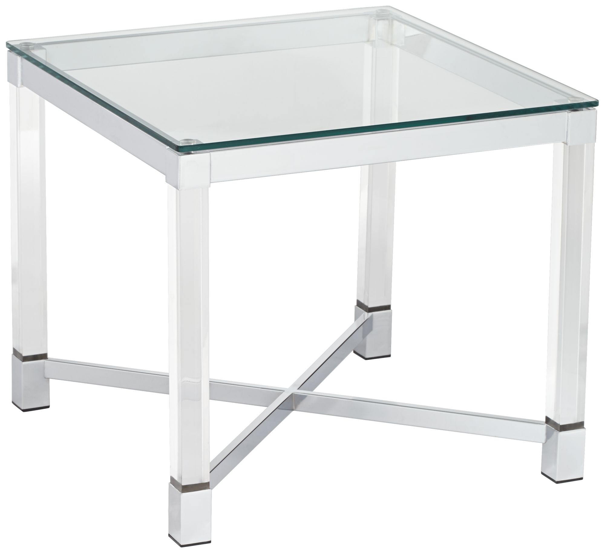 Jenna Chrome And Acrylic 22 Square Modern Accent Table 9T048   Jenna Chrome And Acrylic 22 Inch Square Modern Accent Table  9t048 