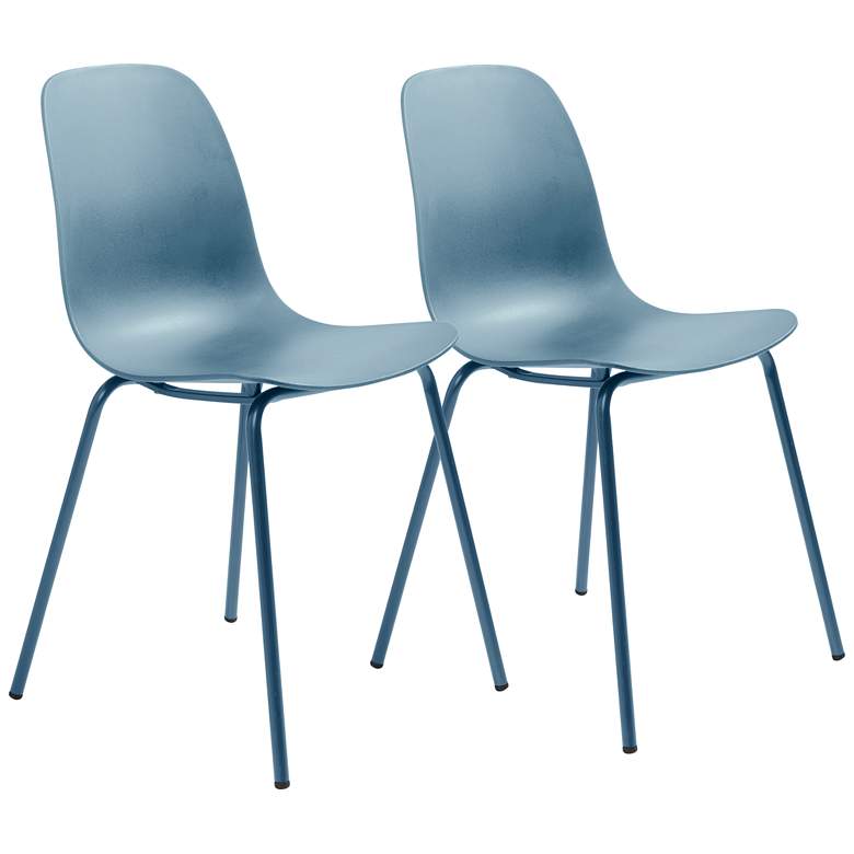 Image 1 Jenna Dusty Blue Plastic Accent Chairs Set of 2