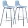 Jenna Dusty Blue Plastic Counter Stools Set of 2