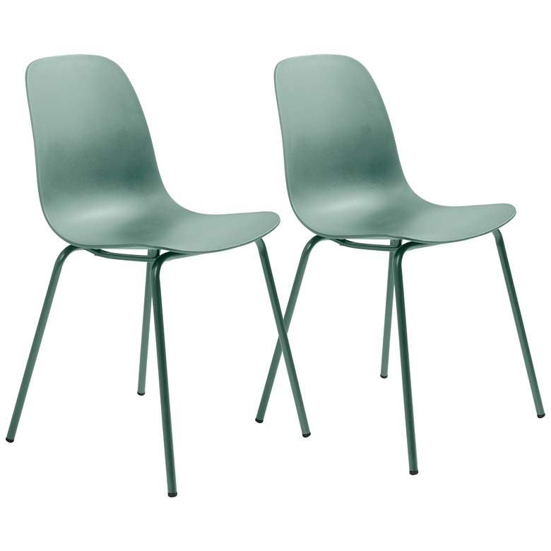 Image 1 Jenna Mint Plastic Accent Chairs with Steel Legs Set of 2