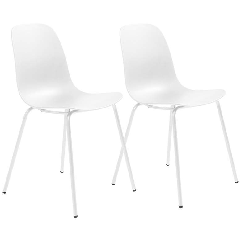 Image 1 Jenna White Plastic Accent Chairs with Steel Legs Set of 2