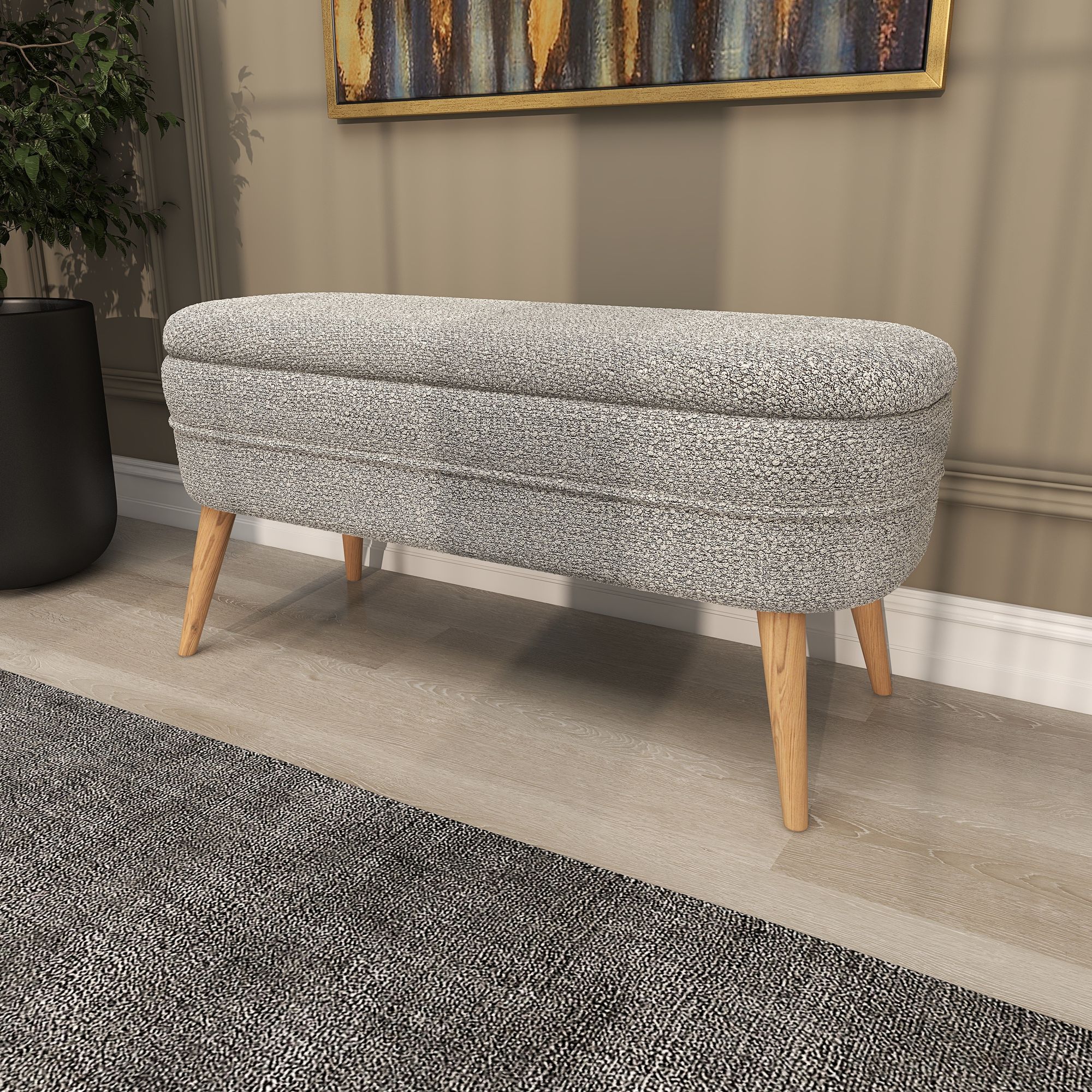 Jenner 40" Wide Textured Gray Fabric Storage Bench