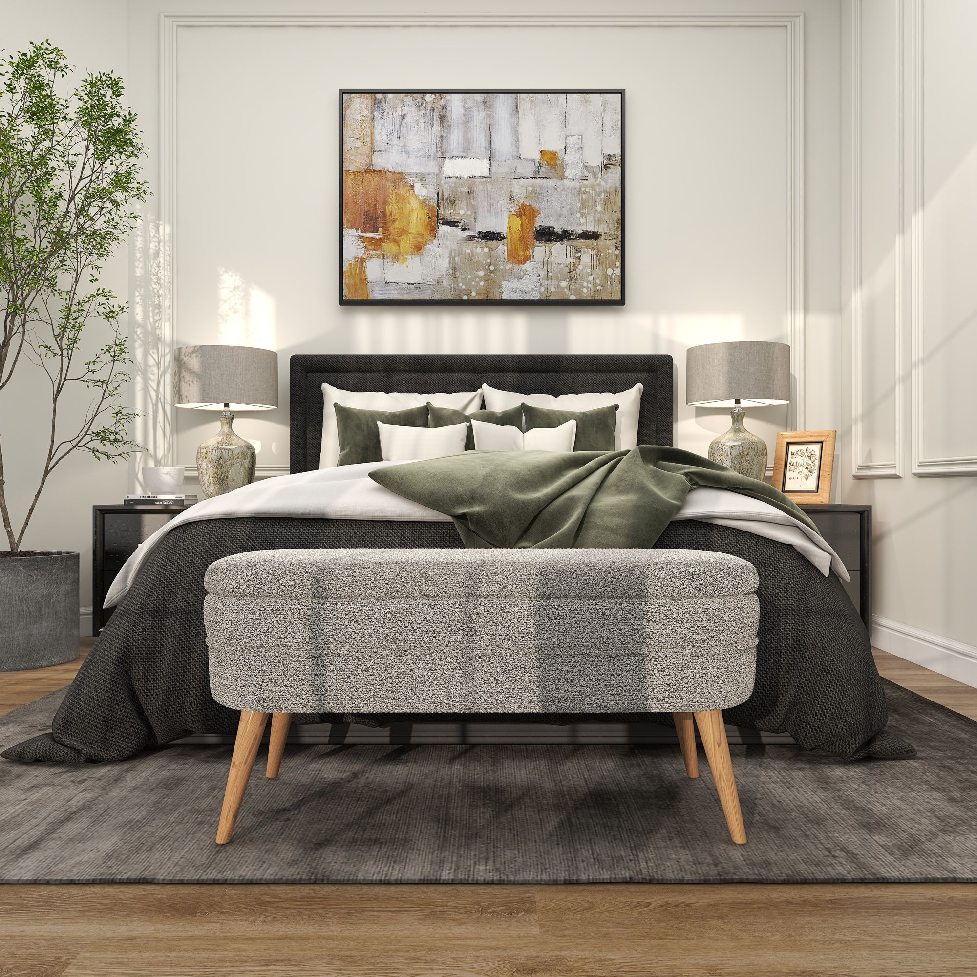 Jenner 40" Wide Textured Gray Fabric Storage Bench