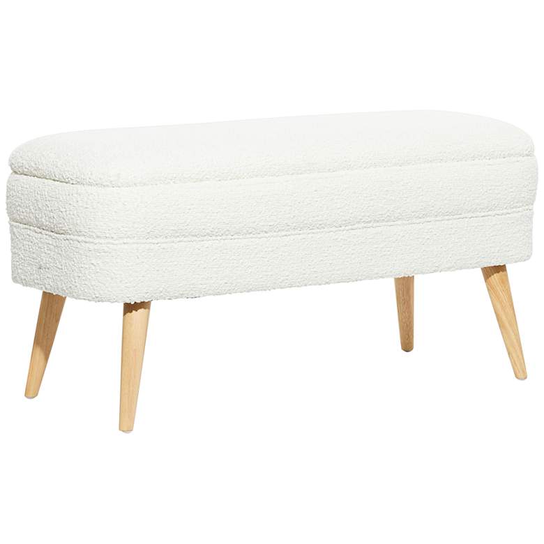 Image 2 Jenner 40" Wide Textured White Fabric Storage Bench