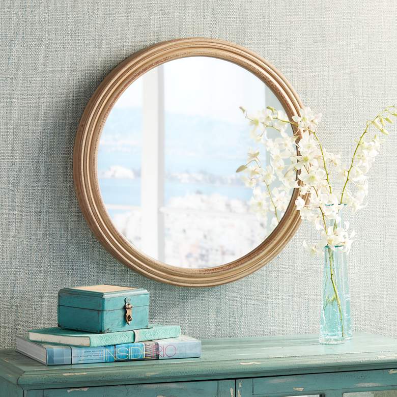 Image 1 Jenner Natural Wood 23 1/2 inch Round Wall Mirror