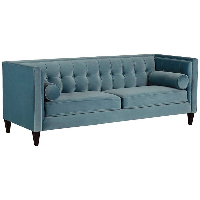 Image 1 Jennifer Taylor 84 inch Wide Milano Light Teal Chenille Sofa
