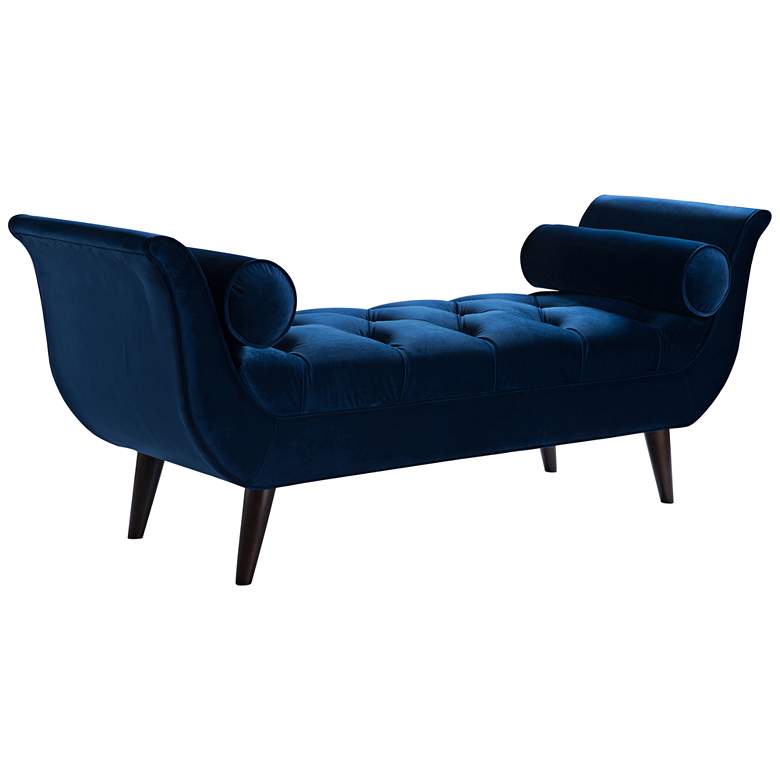 Image 1 Jennifer Taylor Alma Navy Blue Velvet Tufted Entryway Bench