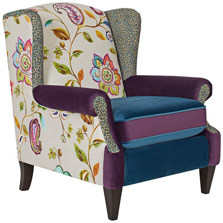 Image 1 Jennifer Taylor Anya Multi-Color Bohemian Velvet Armchair