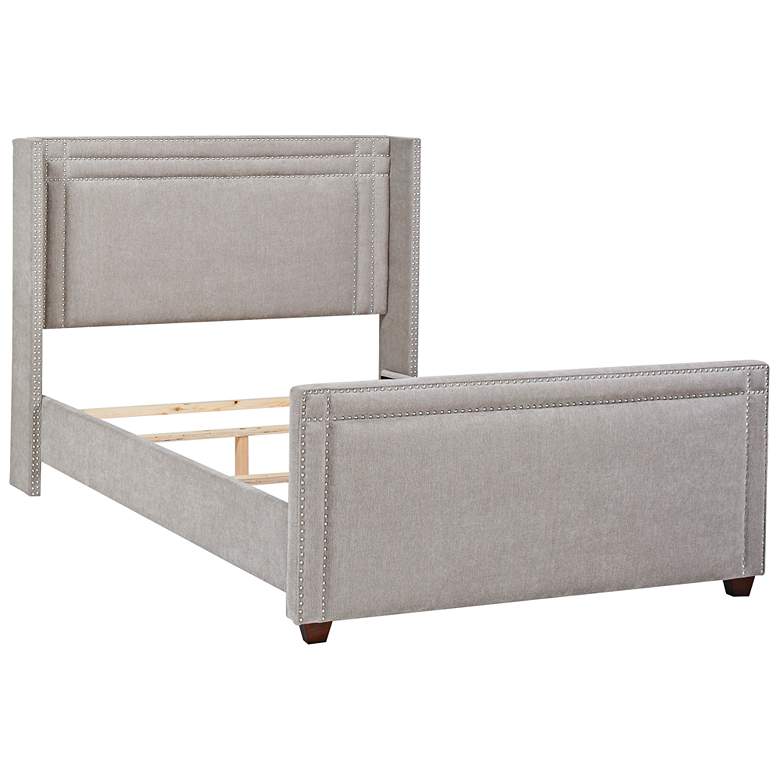 Image 1 Jennifer Taylor Elle Silver Gray Fabric Queen Wingback Bed