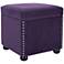 Jennifer Taylor Hailey Purple Velvet Storage Cube Ottoman
