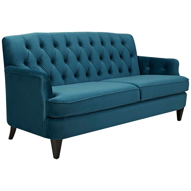 Image 1 Jennifer Taylor Kelly Legion Blue Velvet 75 inch WideTufted Sofa
