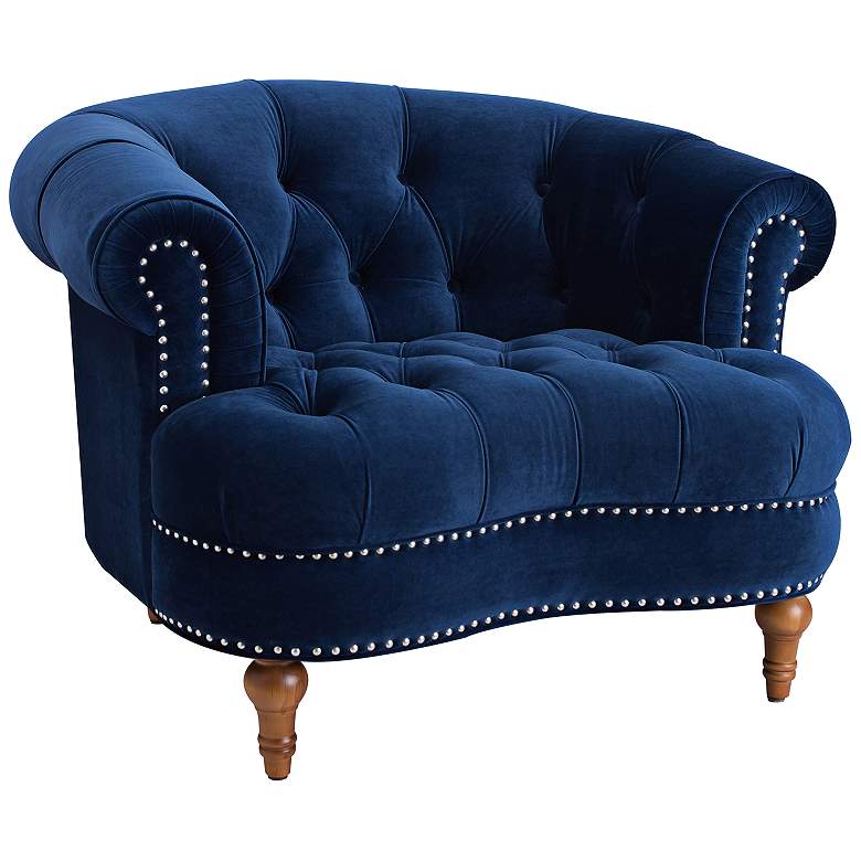 Image 1 Jennifer Taylor La Rosa Navy Blue Velvet Tufted Accent Chair