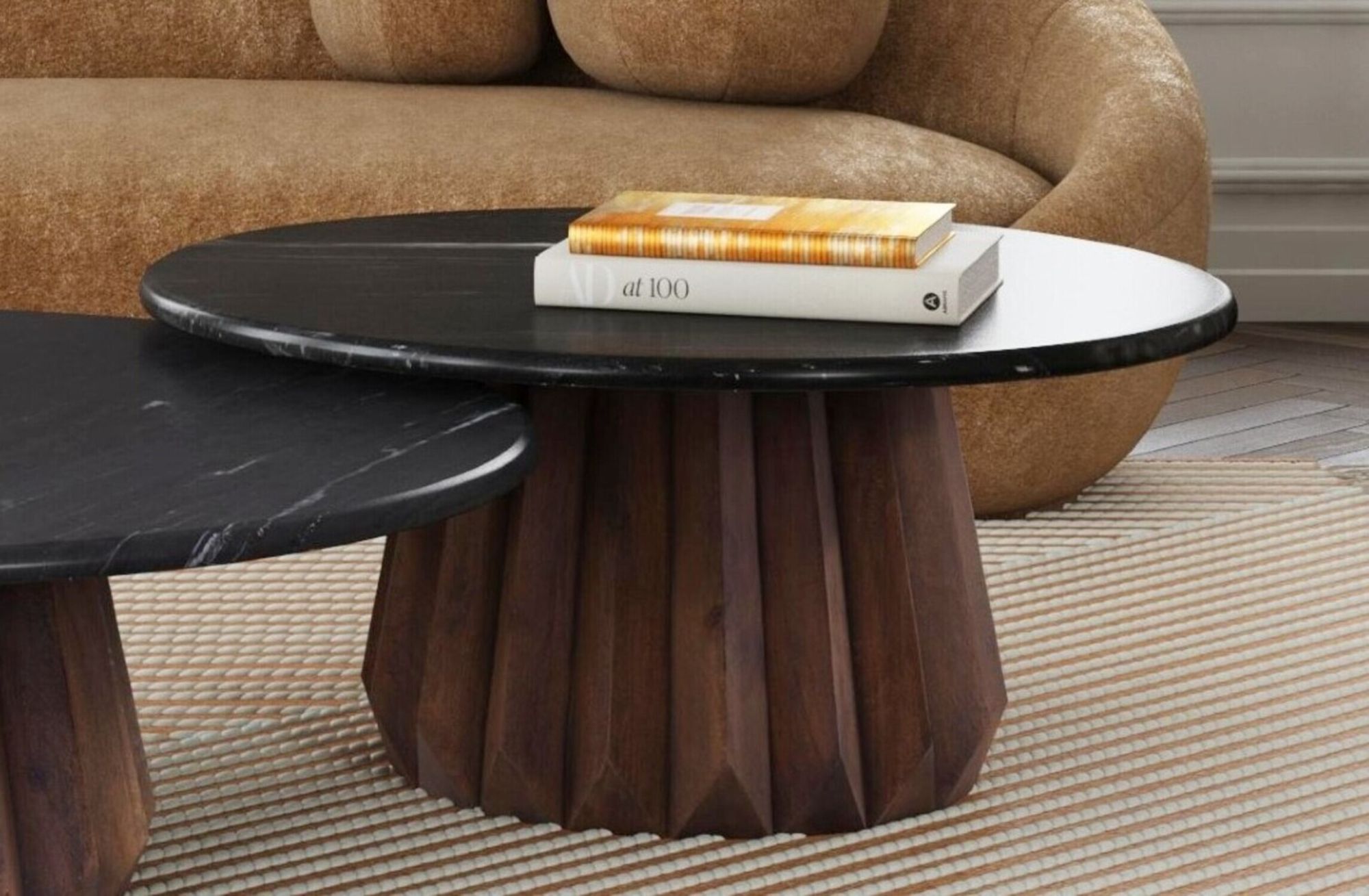 Jennings 36 " Wide Round Cocktail Table Brown, Black