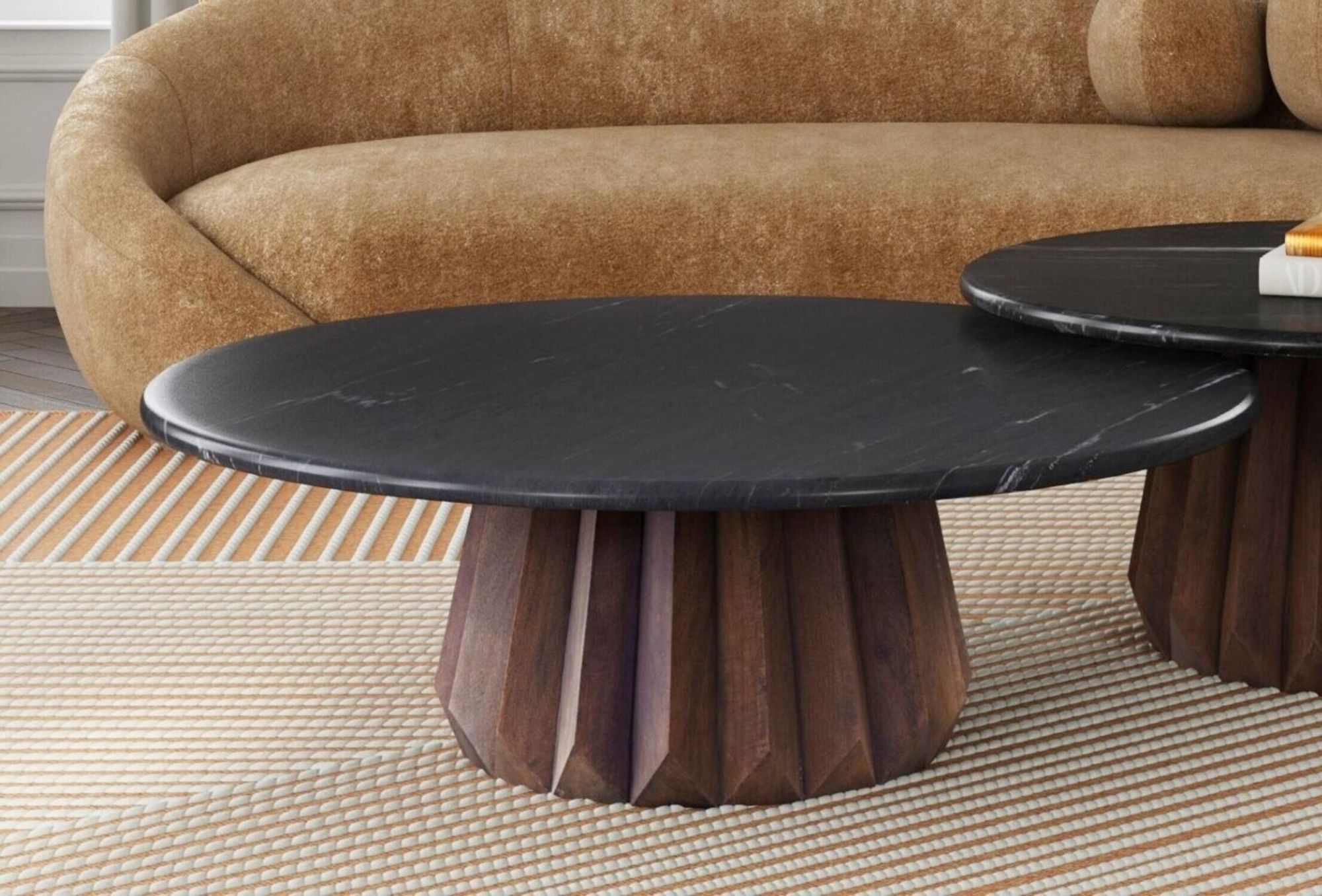 Image 6 Jennings 44 " Wide Round Cocktail Table Brown, Black more views