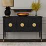 2_Jensen 54" Wide Black Cerused Oak 3-Door Console Table
