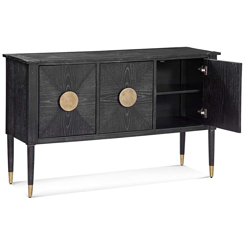 Image 7 Jensen 54" Wide Black Cerused Oak 3-Door Console Table more views