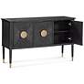 7_Jensen 54" Wide Black Cerused Oak 3-Door Console Table more views