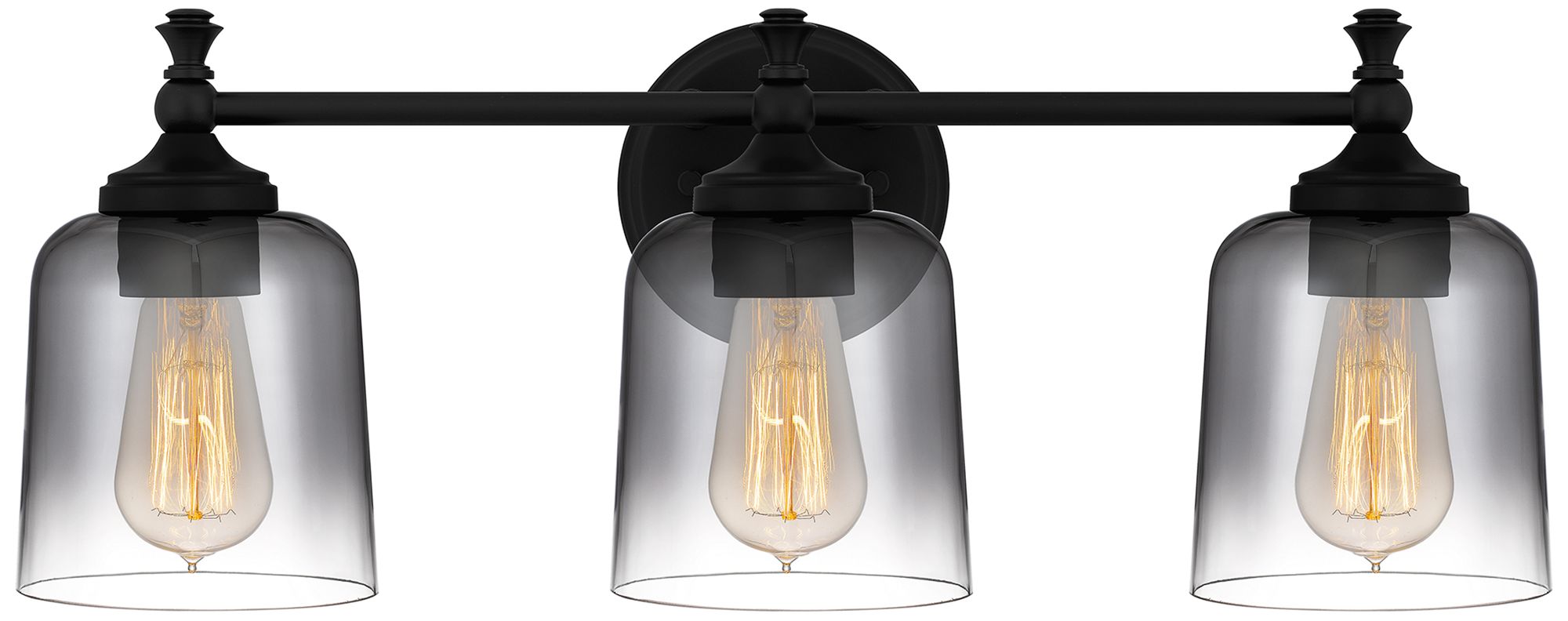 Jenson 22 1/4" Wide Matte Black 3-Light Vanity Bath Light