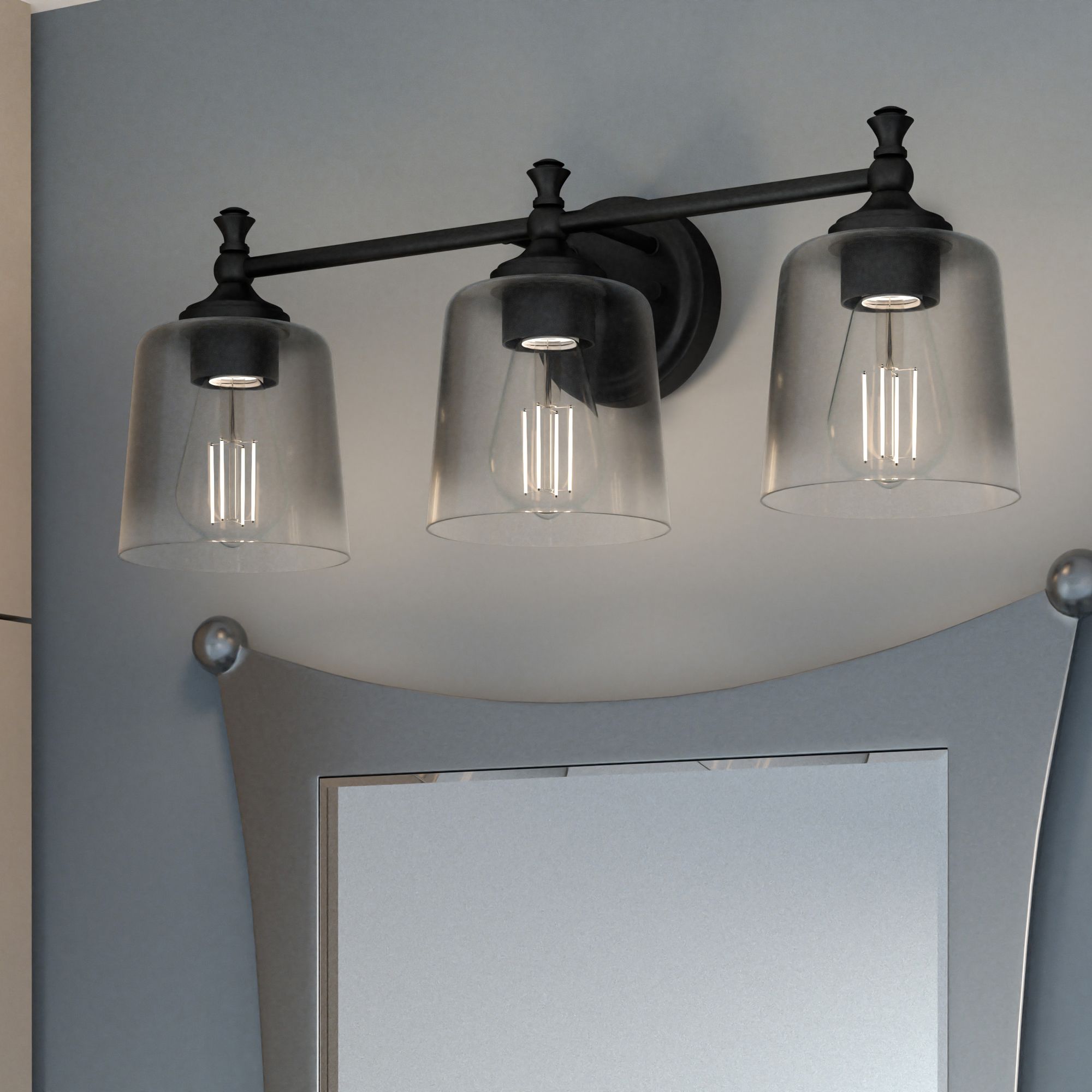 Image Jenson 22 1/4" Wide Matte Black 3-Light Vanity Bath Light