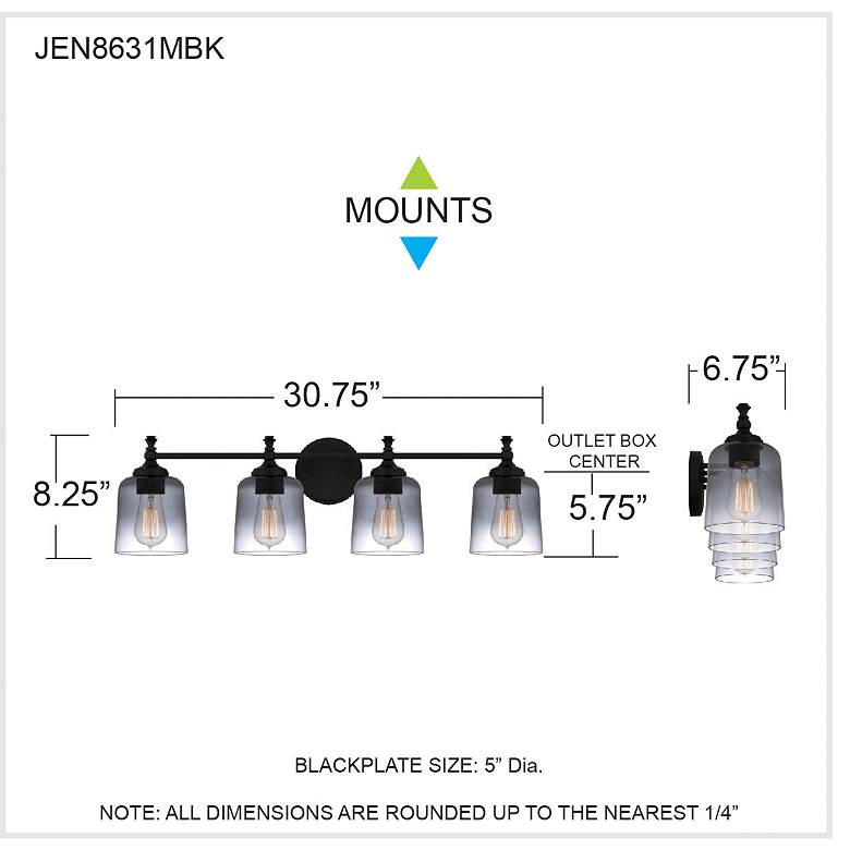 Image 7 Jenson 4-Light Matte Black Vanity Light more views