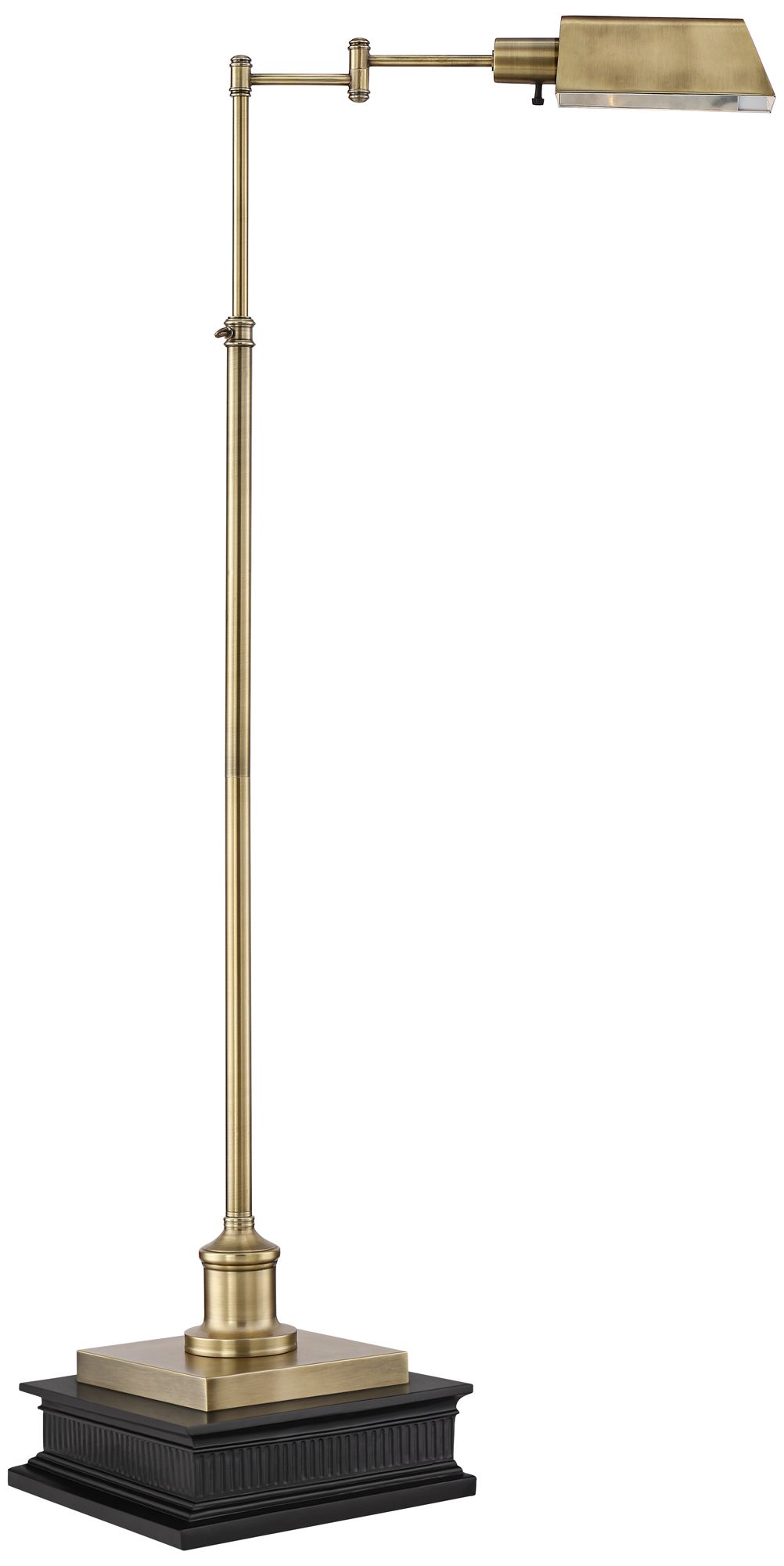 Jenson Aged Brass Adjustable Pharmacy Swing Arm Floor Lamp with USB