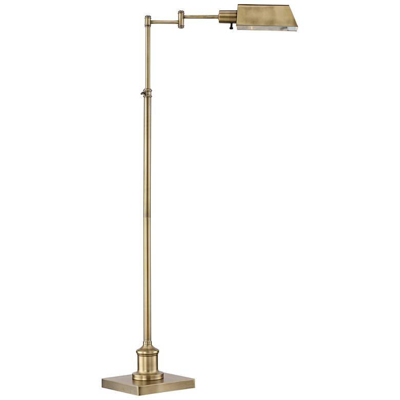 Image 2 Jenson Aged Brass Adjustable Pharmacy Swing Arm Floor Lamp with USB Dimmer