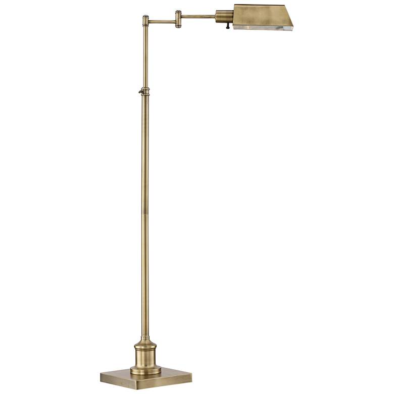 Image 3 Jenson Aged Brass Adjustable Pharmacy Swing Arm Floor Lamp with USB Dimmer