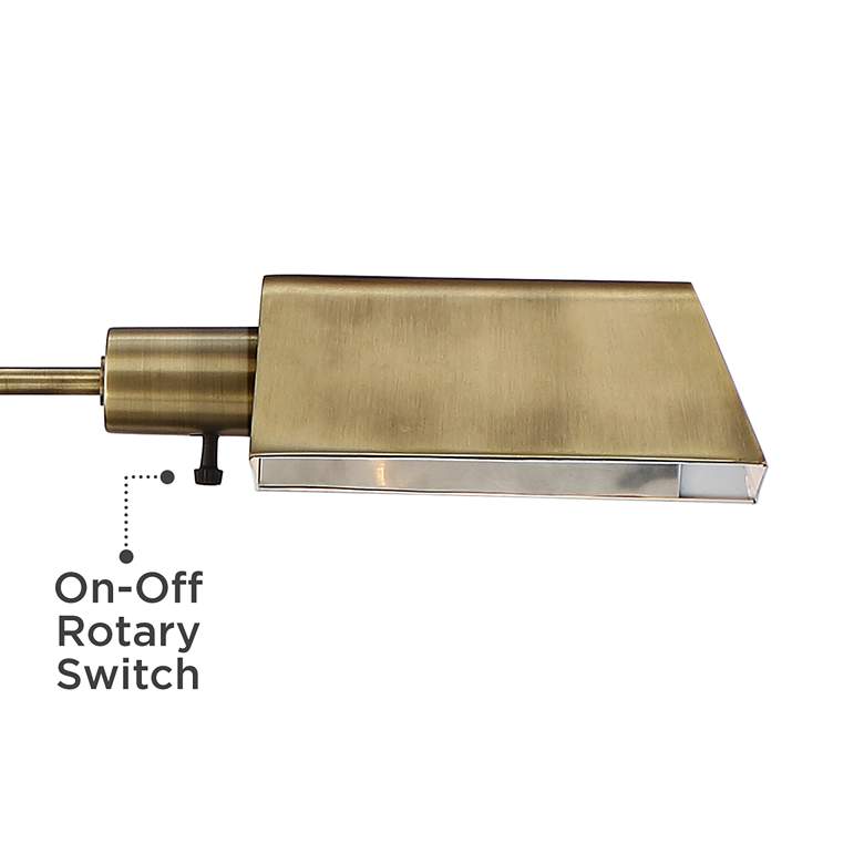 Image 4 Jenson Aged Brass Adjustable Pharmacy Swing Arm Floor Lamp with USB Dimmer more views