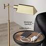 Jenson Aged Brass Adjustable Pharmacy Swing Arm Floor Lamp with USB Dimmer