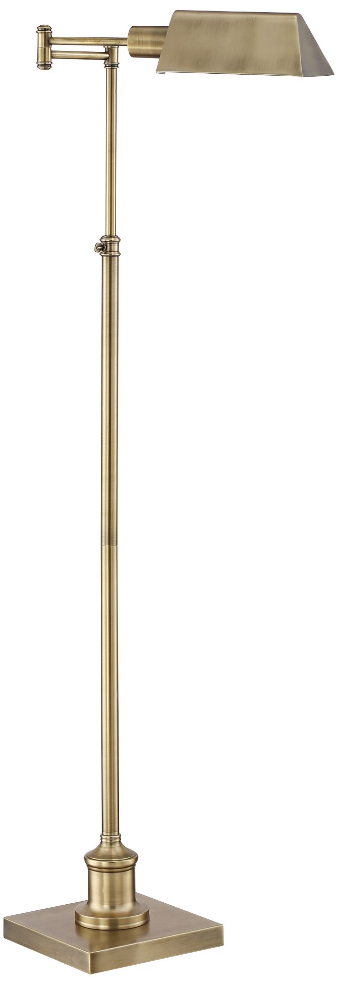 Jenson Aged Brass Adjustable Pharmacy Swing Arm Floor Lamp with USB Dimmer in scene