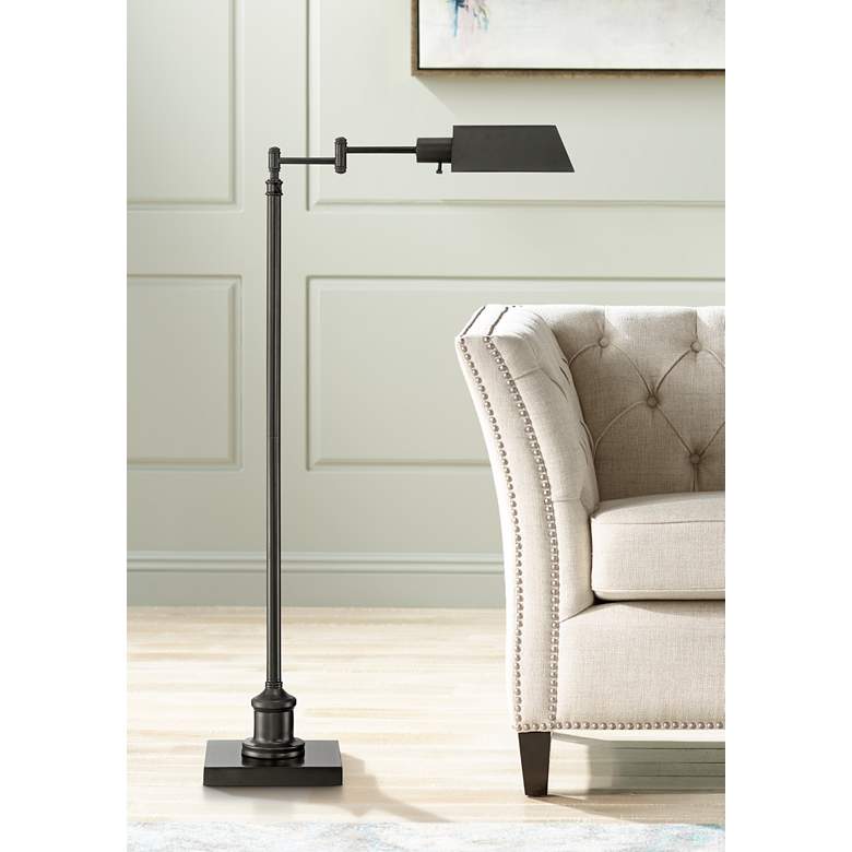 Image 7 Jenson Bronze Adjustable Height Swing Arm Pharmacy Floor Lamps Set of 2 more views
