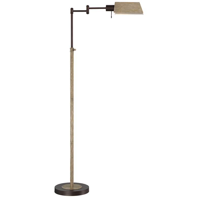 Image 2 Jenson Bronze and Faux Wood Adjustable Swing Arm Pharmacy Floor Lamp
