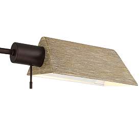 Image3 of Jenson Bronze Faux Wood Adjustable Swing Arm Pharmacy Floor Lamp w/ Dimmer more views