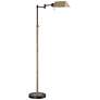 Jenson Bronze Faux Wood Adjustable Swing Arm Pharmacy Floor Lamp w/ Dimmer