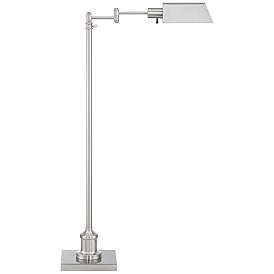 Image2 of Jenson Brushed Nickel Adjustable Swing Arm Pharmacy Floor Lamp with Dimmer