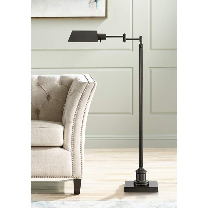 Jenson Dark Bronze Adjustable Height and Arm Pharmacy Floor - Lamps Plus
