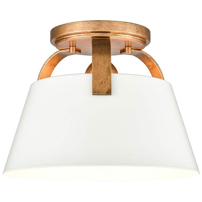 Image 1 Jepson 9.5" Wide 1-Light Semi Flush Mount - Matte White with Antique G