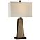 Jeri Faux Wood Table Lamp with USB Port