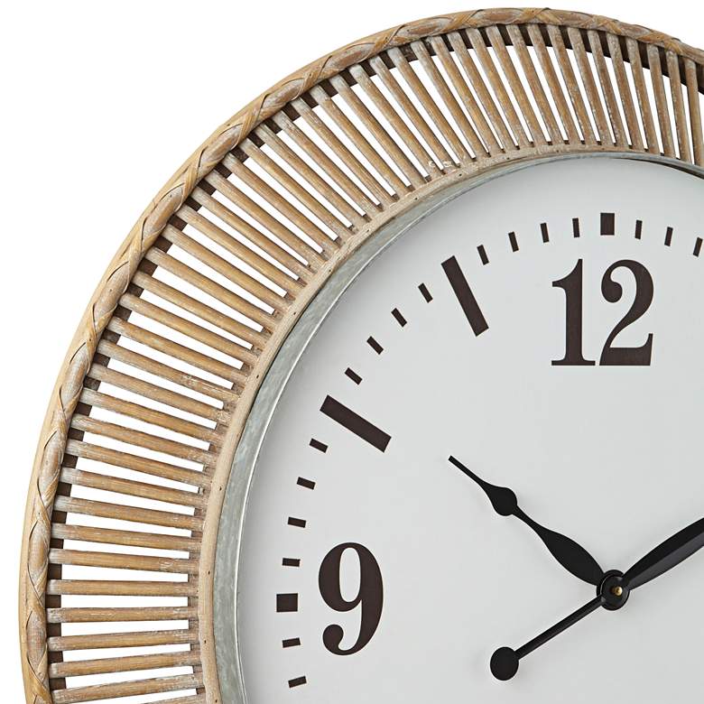 Image 3 Jericho Matte Brown Rattan 32 1/4" Round Wall Clock more views