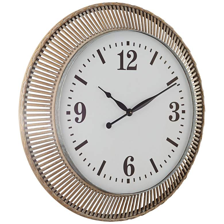 Image 4 Jericho Matte Brown Rattan 32 1/4" Round Wall Clock more views
