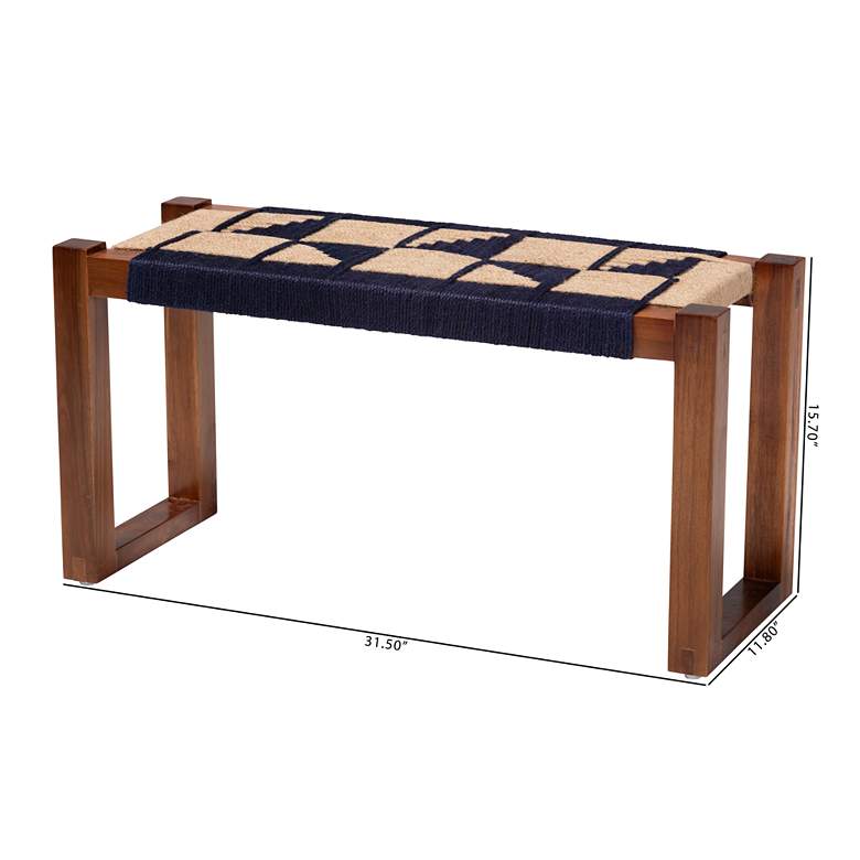 Image 7 Jerilyn Navy Blue and Natura Brown Seagrass Accent Bench more views