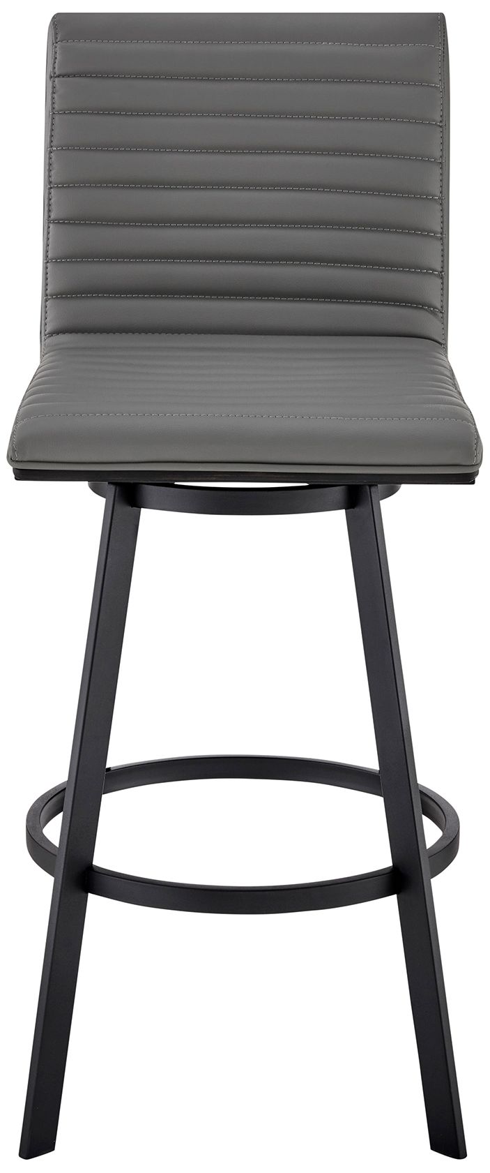 Image 3 Jermaine 26 in. Swivel Barstool in Black Finish, Gray Faux Leather more views