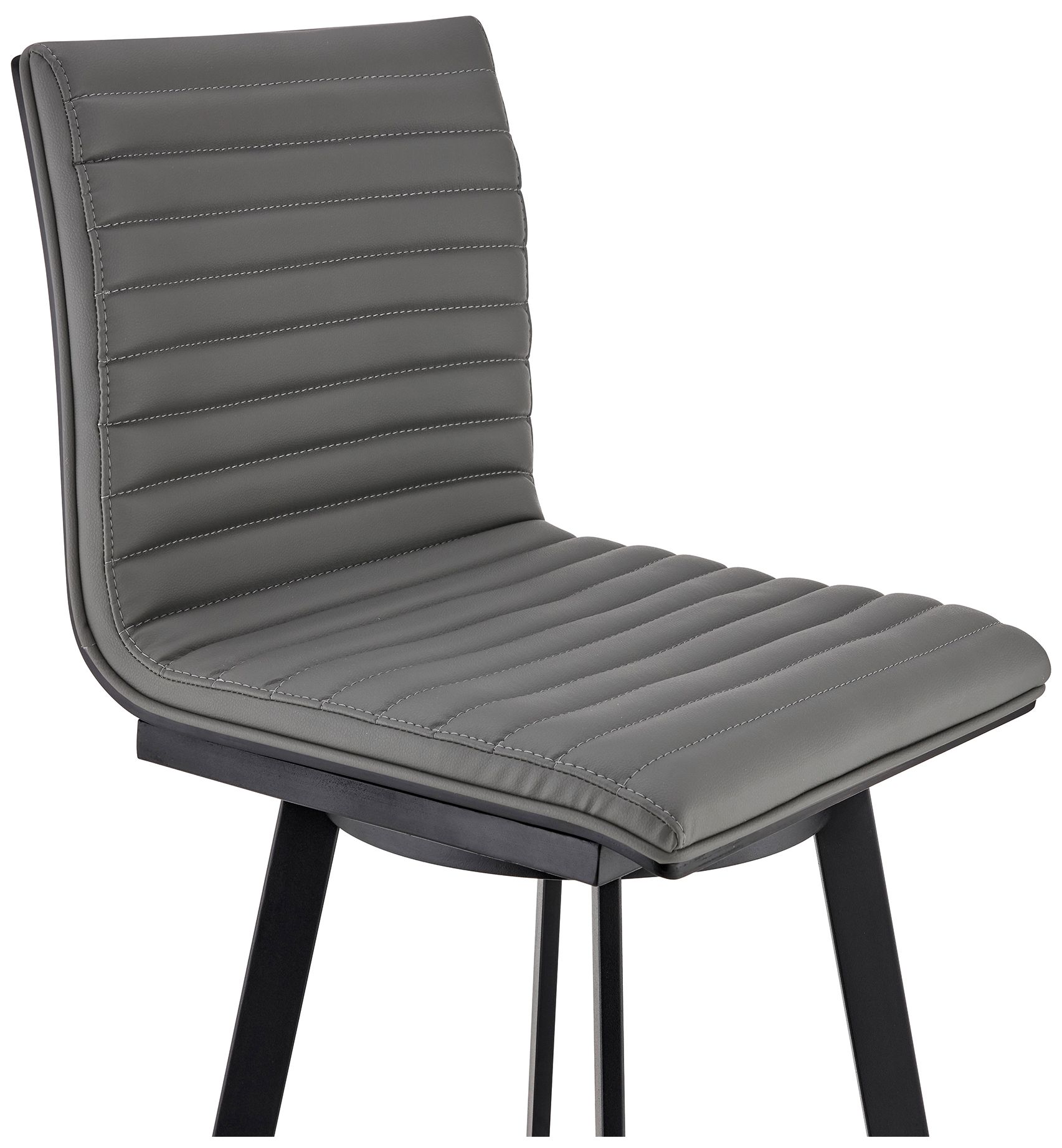 Image 7 Jermaine 26 in. Swivel Barstool in Black Finish, Gray Faux Leather more views