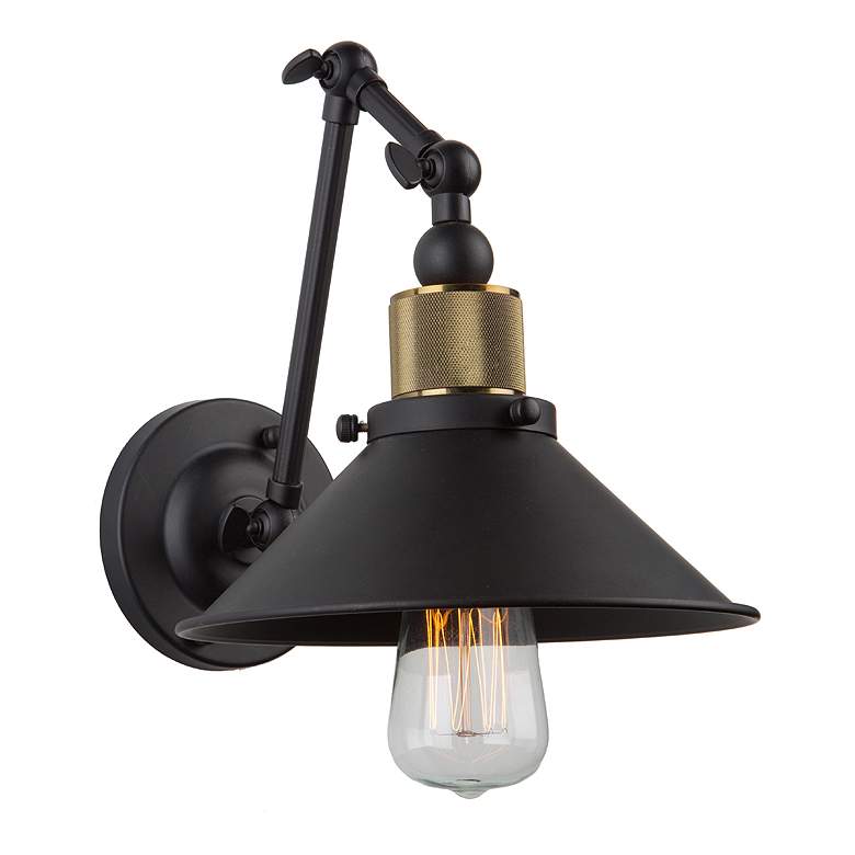 Image 1 Jersey 1-Light Vintage Brass Metal Wall Light