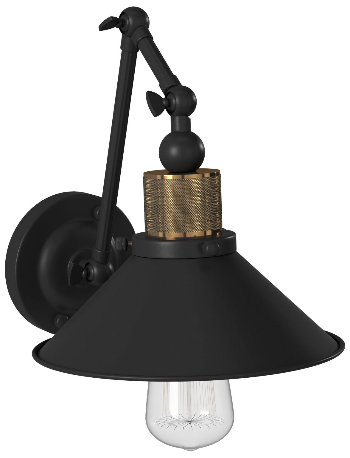 Image 5 Jersey 1-Light Vintage Brass Metal Wall Light more views