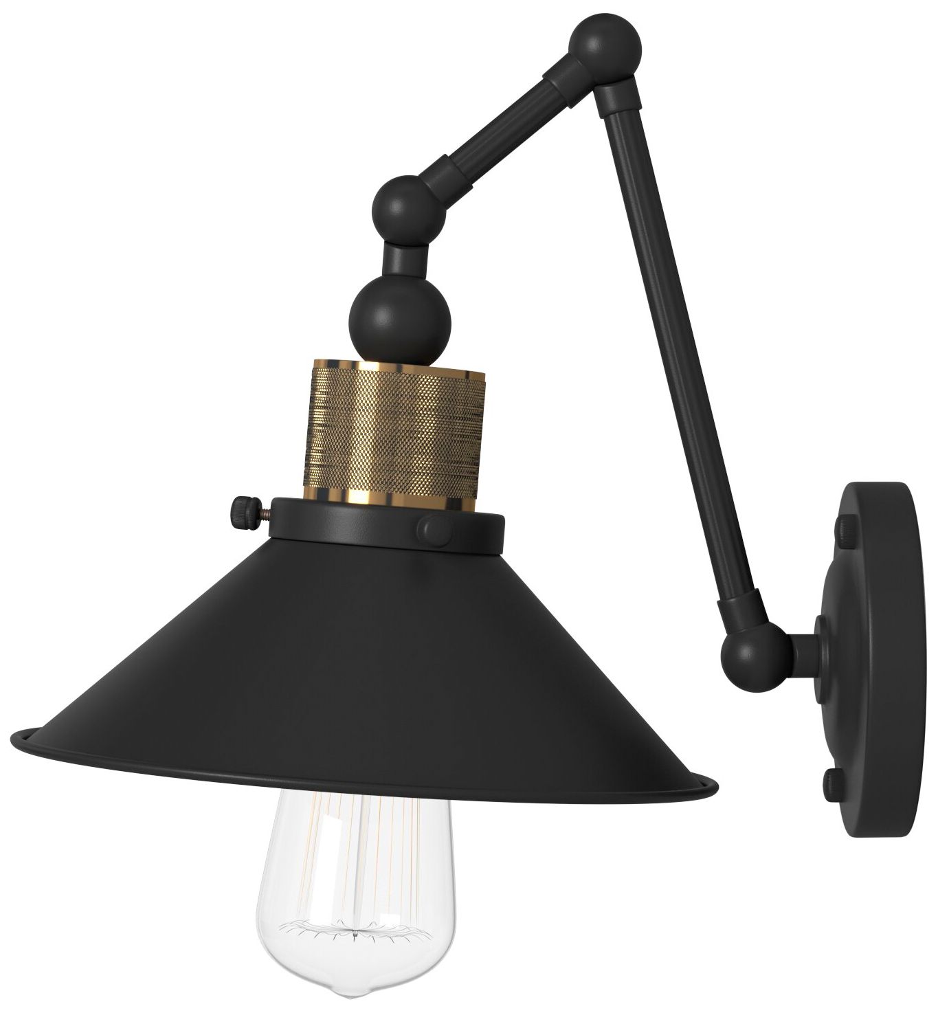 Image 6 Jersey 1-Light Vintage Brass Metal Wall Light more views