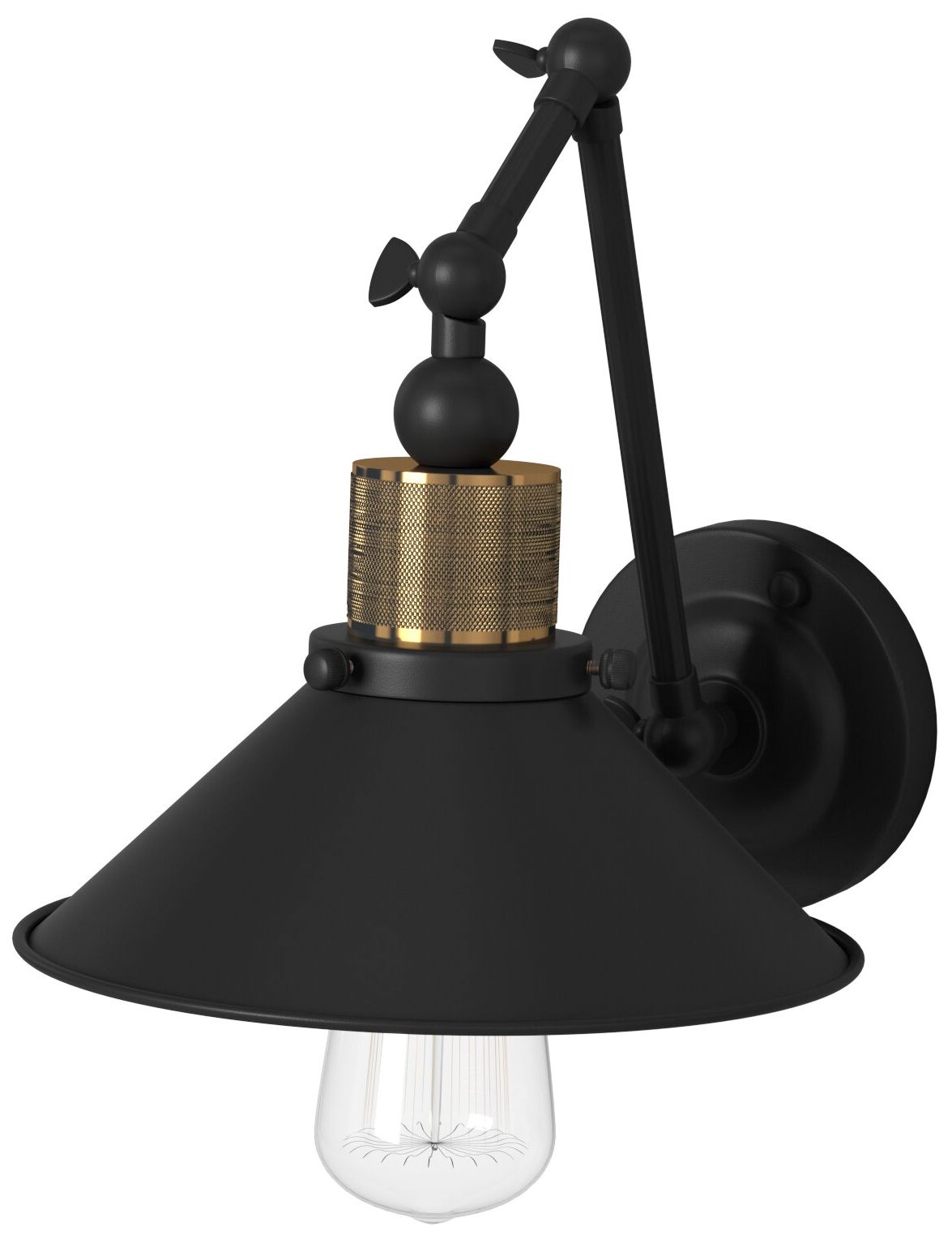 Image 7 Jersey 1-Light Vintage Brass Metal Wall Light more views