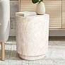 1_Jesamin 14 1/2" Wide Travertine Indoor/Outdoor Accent Table