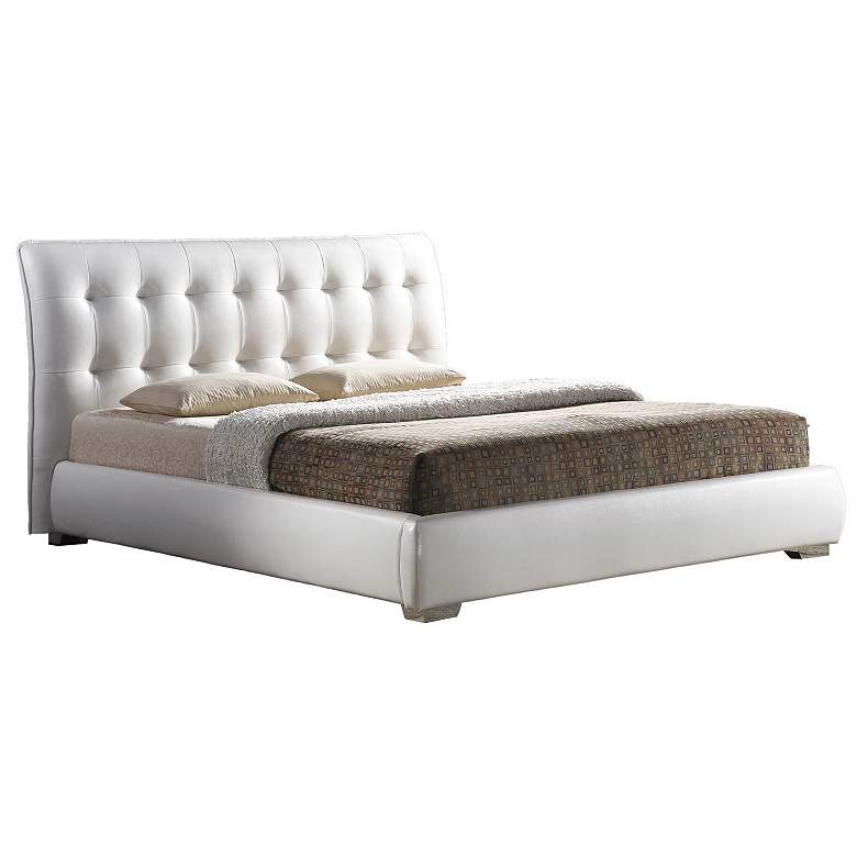 Image 1 Jeslyn White Modern Queen Bed with Tufted Headboard