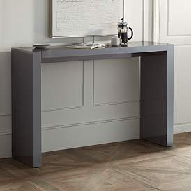 Image2 of Jessa 60" Wide Gloss Gray Finish Gathering or Bar Table